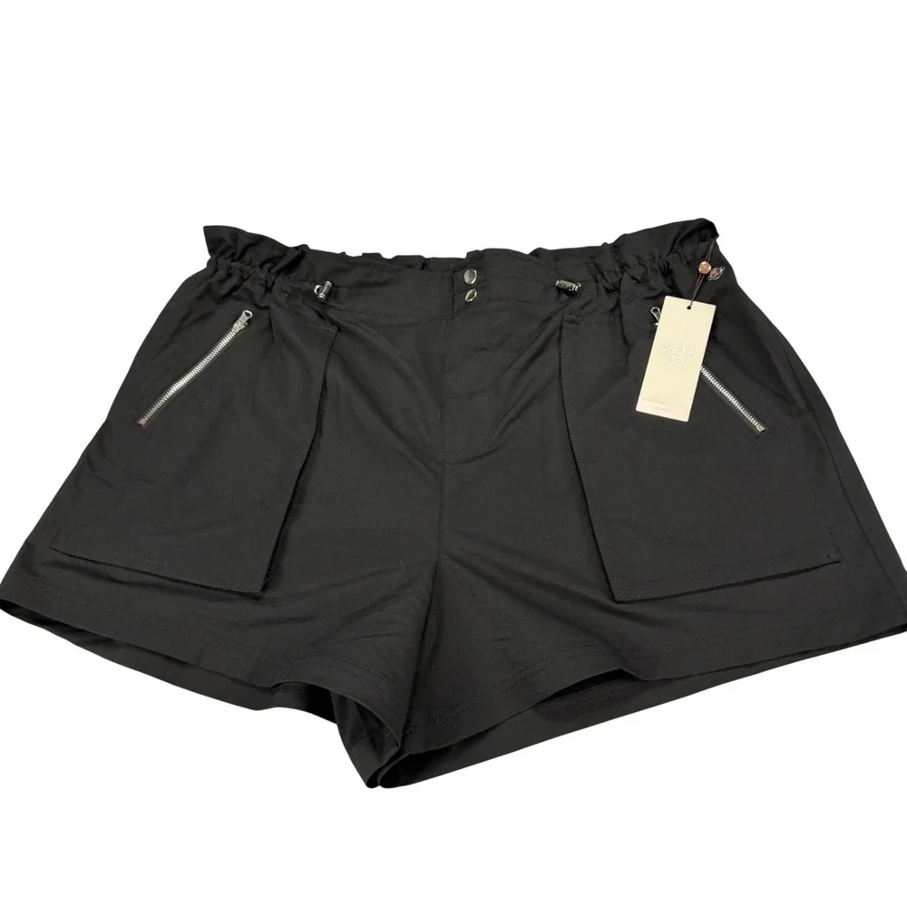 Calia Journey Collection High-Rise Paperbag Shorts‎ Black XXL NWT